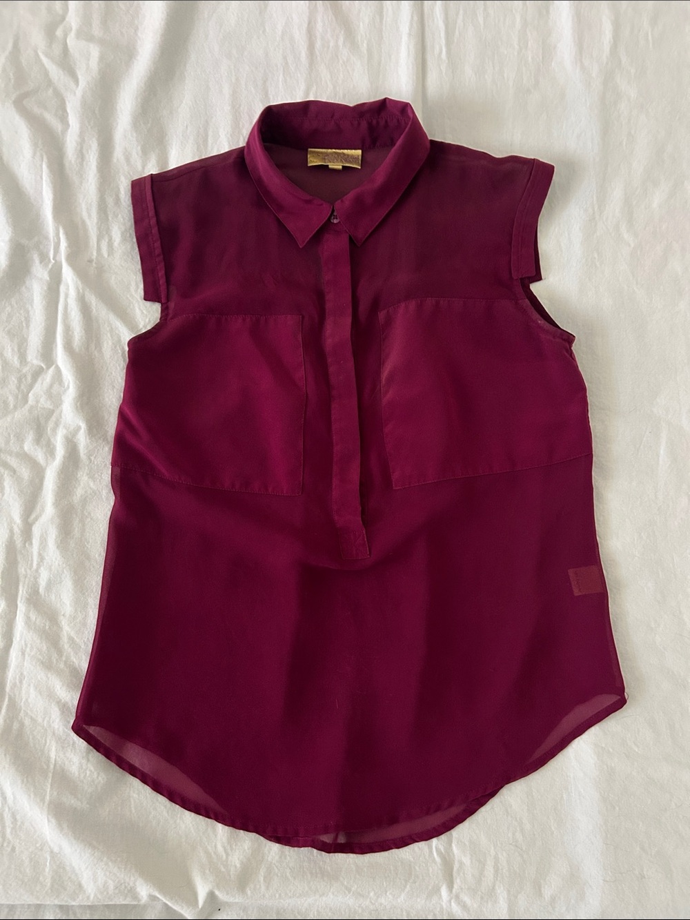 Sleeveless Collared Blouse in Deep Berry